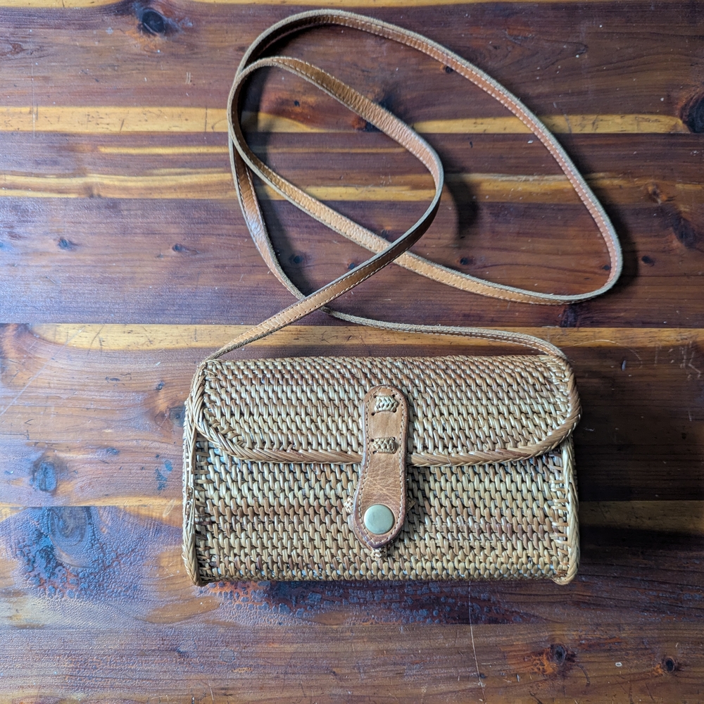 Woven Tan Crossbody Bag